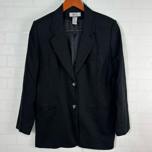 Vintage BICE Womens Blazer Size 10 Linen Blend Classy Neutral Staple - Picture 1 of 10